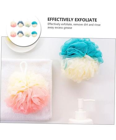 Healeved 8pcs Color Matching Bath Ball Body Scrubber Set - Natural Bath Sponges for Men and Women - Shower Poufs and Body Scrub Mitt - Buy Online on GoSupps.com