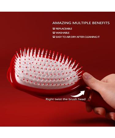 Paddle Hair Brush Detangler for Natural Curly Straight Wet/Dry Hair - Rose Red - Buy Online on GoSupps.com