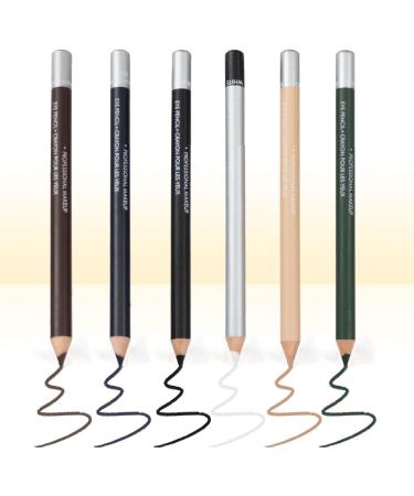  KARLOR Set of 6 eyeliner pencils black white nude brown blue green multi-functional waterproof long-lasting very fine - Buy Online on GoSupps.com