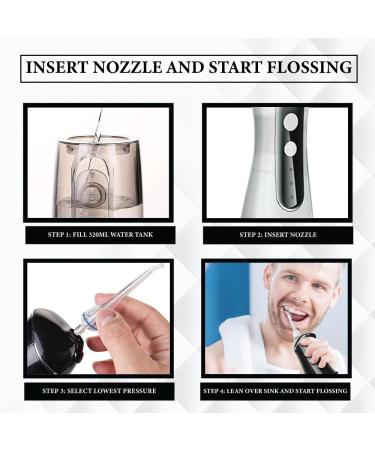 Water Dental Flosser - Cordless Oral Irrigator Portable USB Rechargeable IPX6 Waterproof 3 Gears for Home & Travel - 30 Days Use in 4 Hours - White/Grey - Buy Online on GoSupps.com
