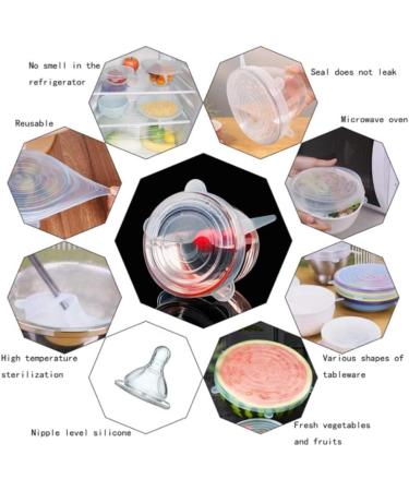 Silicone Stretch Storage Covers Food Protection Cover Transparent Reusable Suitable for Cups Bowls Jars Utensils Etc.(White Transparent) - Buy Online on GoSupps.com