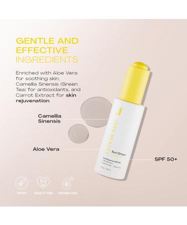 JESS BEAUTY Face Sunscreen Sun Drops SPF 50 | Fast Drying Skin Care Oil with Camellia Sinensis & Squalane | 1 fl. oz - Shop Internationally - Buy Online on GoSupps.com