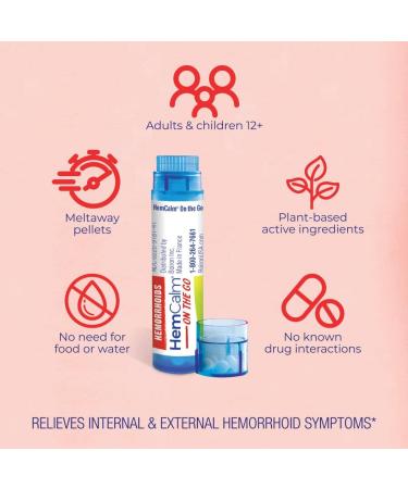 Boiron HemCalm On The Go Travel Essential for Hemorrhoid Relief of Pain Itching Swelling or Discomfort - 2 Count (160 Pellets) - Buy Online on GoSupps.com