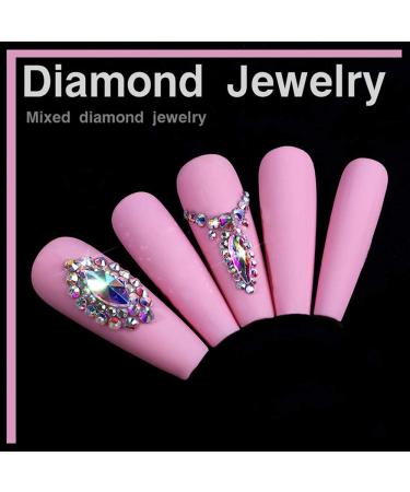 3100Pcs Nail Crystal Rhinestones Kit - Mix Shapes AB Glass 3D Diamonds with Drill Pen - Non Hotfix Nail Art Decoration - Buy Online on GoSupps.com