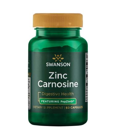 Swanson Zinc Carnosine (PepZin GI) - Natural Supplement Promoting Gastric Health & Digestive Support - Supports Microbial Balance in The Stomach - (60 Capsules) Brand: Swanson Ultra 60 Count (Pack of 1)