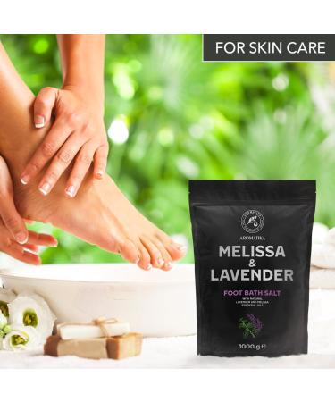 Natural Sea Salt Foot Bath Soak with Lavender & Melissa Essential Oils - 1kg | Soothing Pedicure Foot & Nail Treatment - Aromatherapy Bath Salts - Buy Online on GoSupps.com