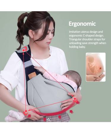 HINATAA Breathable Baby Sling | Adjustable Baby Carrier Wrap for 0-36 Months | Quick Dry & Thick Shoulder Straps | Grey - Buy Online on GoSupps.com