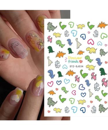 Cute Dinosaur Nail Stickers - 6 Sheets 3D Cartoon Self-Adhesive Nail Decals for Women and Girls - Cute Little Dinosaur Design Nail Sliders for Manicure Decoration - Buy Online on GoSupps.com