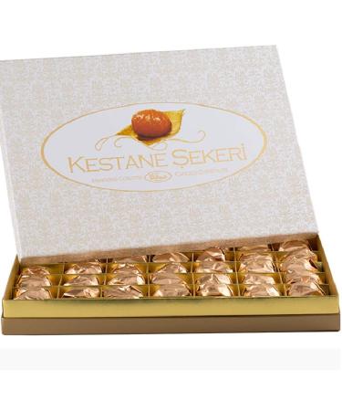 KAFKAS Chestnut Candy Fantasy 32 Pcs 1000 gr. Premium Candied Chestnut Gift Box Chistmas Holiday Him & Her Cookie Gifts Thanksgiving Birthday Get Well Idea