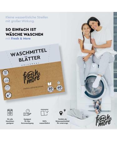 Fresh & More Detergent Sheets - Spring Freshness Up to 60 Washes | Eco-Friendly Laundry Solution - Buy Online on GoSupps.com