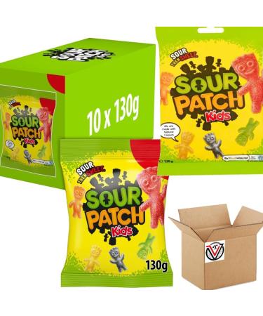 10 x Sour Pattch Kids Bag 130g - Fruit flavour gums with a sour sugar coating | FULL BOX - Buy Online on GoSupps.com