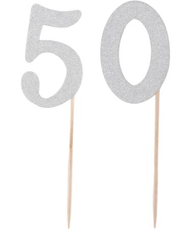 Yunxwd 50 Set 50 Cupcake Topper Silver Glitter Practical 50th Cupcake Toppers Sense of Ambiance Happy Birthday Cake Topper for Anniversary Party Decorations - Buy Online on GoSupps.com