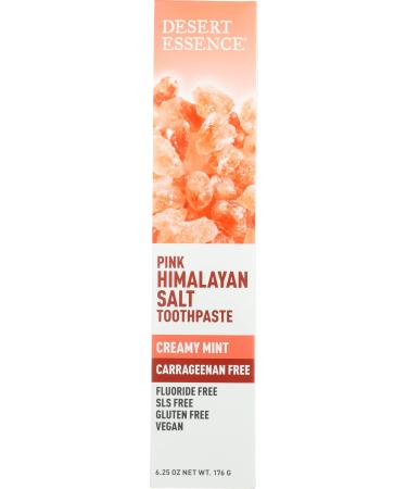 Desert Essence Pink Himalayan Salt Toothpaste Creamy Mint Fluoride Free 6.25 Ounce (Pack of 3)