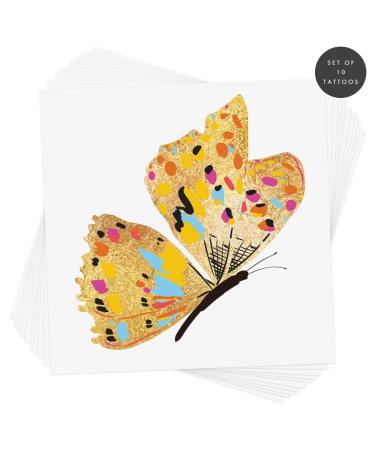 Premium Butterfly Bold Set of 10 Waterproof Metallic Temporary Flash Tattoos - Ideal for Party Favors, Bridal Shower, and Garden Parties - Buy Online on GoSupps.com