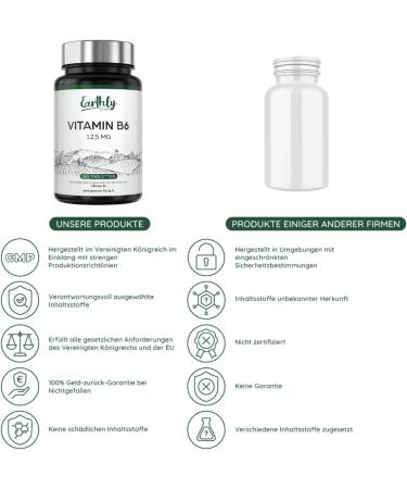 Buy Vitamin B6 12.5 mg - 365 Vegan Tablets for Healthy Metabolism & Immune Support | Earthly Nutrition - Buy Online on GoSupps.com