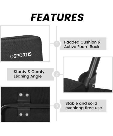 OSPORTIS Stadium Seats for Bleachers  Bleacher Seats with Padded Active Foam Backs and Cushion  Portable Stadium Seats with Back Support and Shoulder Strap BLACK 1 - Buy Online on GoSupps.com