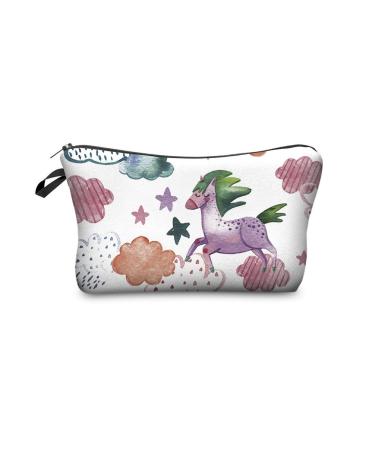 Hanessa cosmetic bag cultural bag pencil bag bag zipper make -up bag zip all over full print cosmetic bag white star clouds unicorn horse sb47