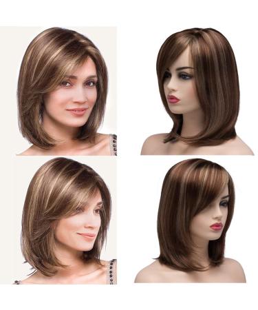 Bestung Short Mixed Color Synthetic Women Wig | Medium Length Natural Looking Hair Wigs in Light Brown and Light Blonde - Buy Online on GoSupps.com