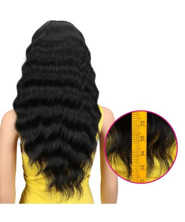 JOEDIR PERCOIS Lace Front Wigs 60cm - Long HD Transparent Synthetic Wig for Women - 130% Density Black Hair - Buy Online on GoSupps.com