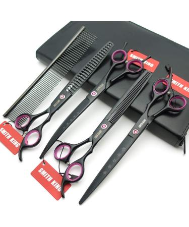 8.0 inches Professional Dog Grooming Scissors Set Straight & thinning & Curved & chunkers with Comb in 1 Set (Black) - Buy Online on GoSupps.com
