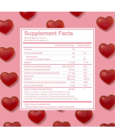 Grande Cosmetics Vegan Collagen Hair Vitamin Gummies with Biotin Folic Acid & Vitamin C - for Healthier-Looking Hair Skin Lashes & Brows - Citrus Flavor (60 Gummies 1-Month Supply) - Buy Online on GoSupps.com