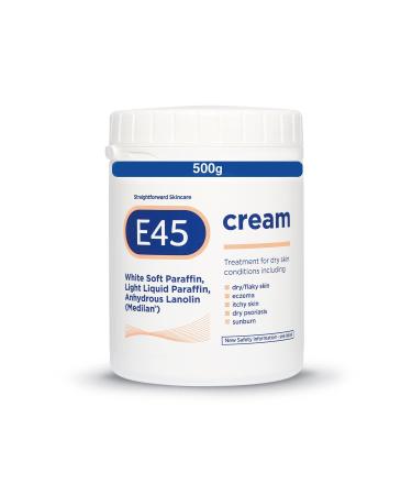 E45 Moisturiser Cream  Body  Face And Hand Cream For Dry  Flaky Skin  Suitable For Eczema  Dry Psoriasis  Sunburn  500g Moisturiser Tub