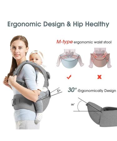 Baby Carrier Kangaroo with Hip Seat | Front and Back Options | Grey Baby Backpack for Newborn to Toddler - Buy Online on GoSupps.com
