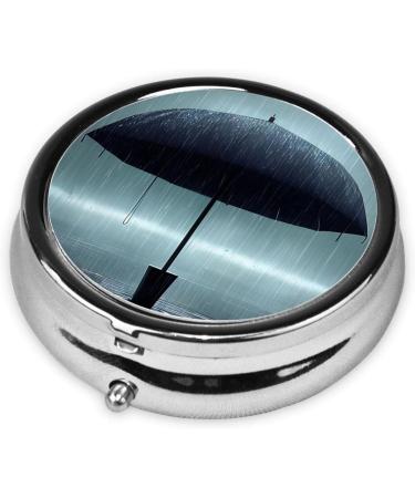 Black Umbrella Round Pill Box - 3 Compartment Organizer for Travel | Portable Pill Storage for International Shipping - Buy Online on GoSupps.com