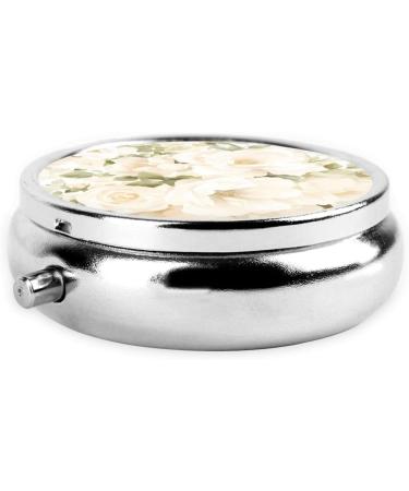 Round Pill Box - Mini Travel Medicine Organizer | Floral Rose Design | 2.0x2.0x0.7 inches - Perfect for Purse & Pocket - Buy Online on GoSupps.com