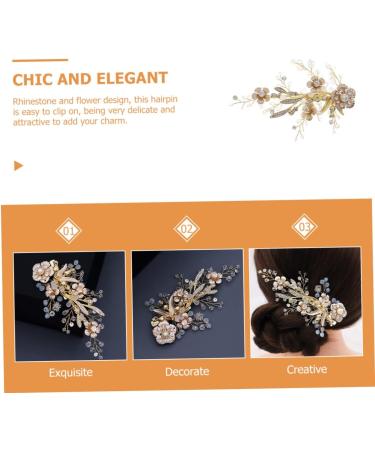 Beaupretty Gold Hair Pin Crystal Headgear vintage Zinc alloy temperament copper wire bride flower hairpin girls hairpin crystal headpiece women's hair s hairpin frosted side Hair - Buy Online on GoSupps.com