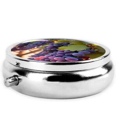 Desert Grapes Round Pill Box Organizer - 3 Compartments for Travel Purse & Pocket | Portable Pill Organizer - Buy Online on GoSupps.com