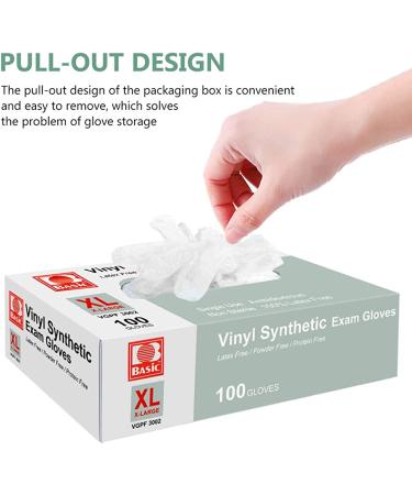 Clear Vinyl Disposable Gloves - Latex Free, Powder-Free for Kitchen Cleaning, Food Handling - 100PCS/Box - X-Large - Buy Online on GoSupps.com