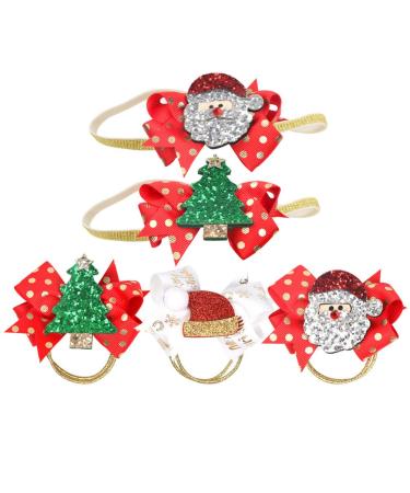 Lurrose 5pcs Christmas Santa Hair Tie Set | Bow Hair Scrunchies & Holiday Accessories for Kids & Girls - Buy Online on GoSupps.com