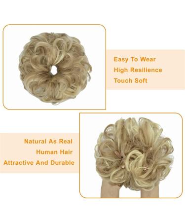 Thick Updo Scrunchies Hair Extension Ponytail 2 PCS - Dark Ginger Mix Bleach Blonde - Messy Bun Hair Piece for Women - Buy Online on GoSupps.com