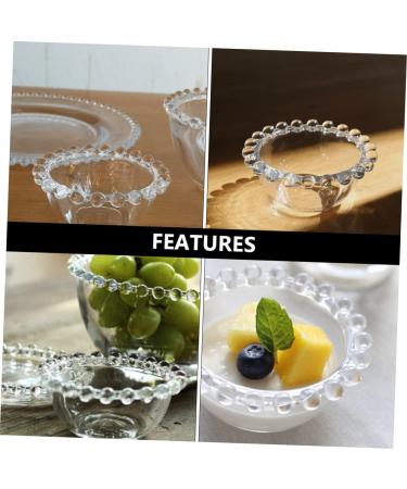 MAGICLULU Glass Plates 1pc Food Chic Beaded Appetizer Dipping Trim Serving Vintage Small Side Condiment Cream Soy Kitchen Transparent 8.5X8.5X4CM - Buy Online on GoSupps.com