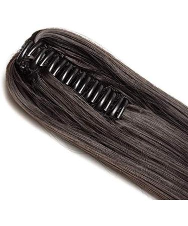 21 Inches Clip In Hair Extensions Claw On Ponytail Hairpieces Wrap Around Ponytail One Piece Long Straight Hair Extension Dark Brown  - Buy Online on GoSupps.com