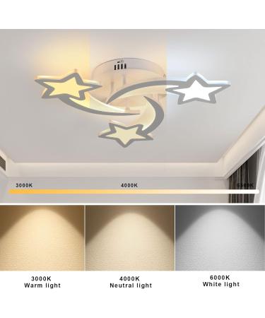 Comely Dimmable LED Ceiling Lamp with Remote Control | Modern 30W Star Design | White Starry Sky Light for Children's Room Bedroom & Dining Room | 3000K-6500K - Buy Online on GoSupps.com