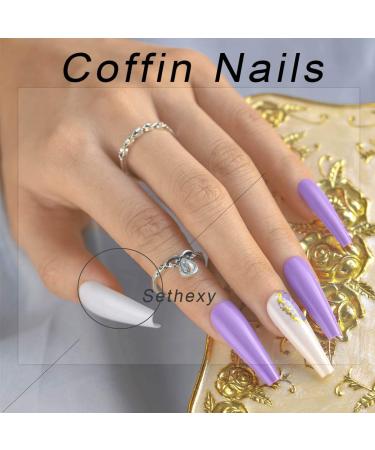 Sethexy Long Glossy Purple Ballerina False Nails - 24PC Bling Acrylic Press-On Fingernails for Women & Girls - Buy Online on GoSupps.com