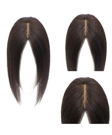 Real hair-crown topper for thinning hair 9.1 x 15.2 cm silk base clip-in-hair topper for female bald head dark brown 20.3 cm 20.3 cm dark brown