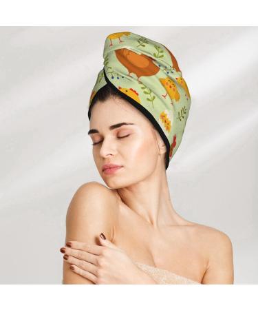 Cute Chicken Microfiber Hair Towel Wrap | Super Absorbent Coral Velvet Quick Dry Cap for Women with Long Curly & Thick Hair - Buy Online on GoSupps.com