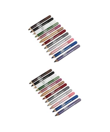 Healeved 24 Pcs Pearlescent Eyeshadow Pencil Eyeshadow Pencil Crayon Cosmetic Eyeliner Pencil Eyeliner Powder 12.5X0.5cmx2pcs Assorted Colorx2pcs
