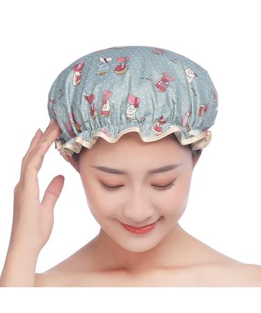 Jayutson 3 Pack Reusable Waterproof Women Shower Cap Set - Navy Blue, Olive Green, Powder | Washable Double Layer Hair Cap 10.6 inches - Buy Online on GoSupps.com