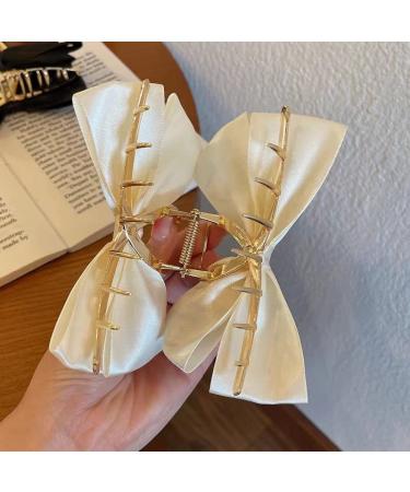 Gerulyss 2 Pcs Black No-Slip Large Hair Bows Barrettes for Women - Champagne Metal Hair Claw Clips with Acrylic Bow - Hair Accessories Clips for Thick Hair - Buy Online on GoSupps.com