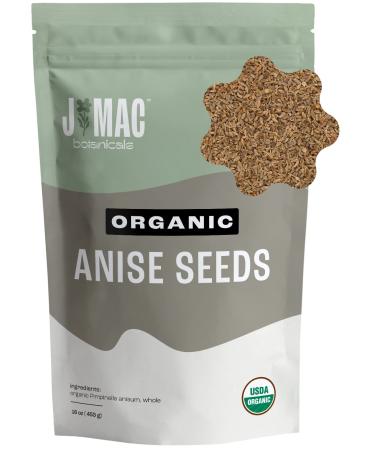 Organic Anise Seeds, by J Mac Botanicals, Certified Organic from Organic Certifiers, Inc., whole seeds from Egyptian Family Farms, aniseed, great for anise cookies, anise tea, grind for anise seed powder, anise seeds for baking, J Mac Botanicals, 16 ounce