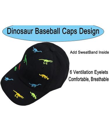 Kids Dinosaur Baseball Cap | Embroidered Adjustable Cotton Denim Hat | Vintage Washed Distressed Design for Boys & Girls - Buy Online on GoSupps.com