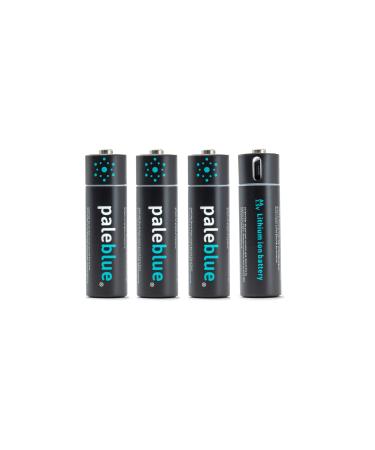 USB Rechargeable AA Batteries by Pale Blue, Lithium Ion 1.5v 1560 mAh, Charges Under 1 Hours, Over 1000 Cycles, 4-in-1 USB to Micro USB Charging Cable, LED Charge Indicator, 4-Pack