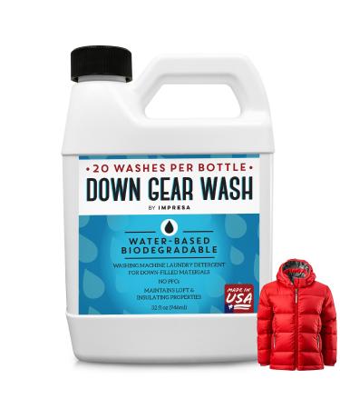 20 Loads Concentrated Down Wash Detergent for Restored Loft & Warmth - Down Detergent for Coats to Improve Water Repellency - High-Performance Detergent For Down Jacket and More - USA Made - 32 oz