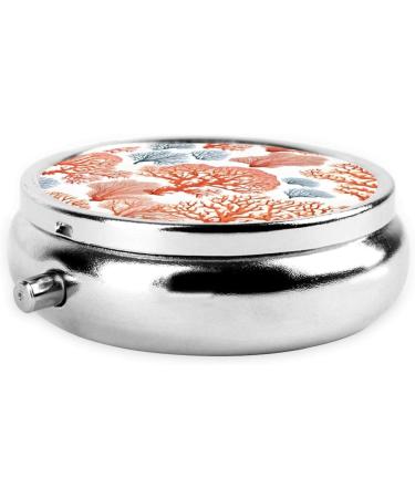 Coral Reef Round Pill Box - 3 Compartment Portable Travel Medicine Organizer | Mini Decorative Pill Case for Vitamins & Tablets - Buy Online on GoSupps.com