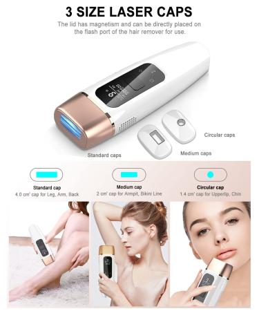 Laser Hair Removal Device with Ice-Cooling Technology - Painless & Long-Lasting Results for Women and Men on Face, Leg, Arm, Back, Bikini Line & Body - Buy Online on GoSupps.com
