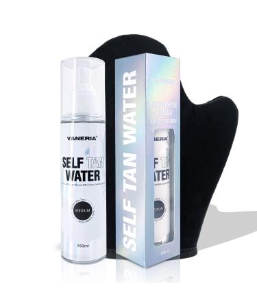 VANERIA Self Tanner Spray Non-Sticky Streak-Free Sunless Self Tanning Spray Tanner with Professional Mitt Applicator for Easy Application Quick Tan Self Tanning Water Natural Looking 150ml/5.29 Oz(Medium) - Buy Online on GoSupps.com